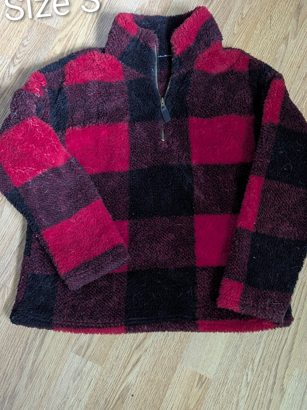 Cozy Women's Red and Black Zip-Up Fleece Pullover